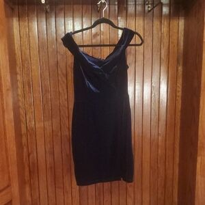 REBECCA B Elegant Navy Blue Off-Shoulder Dress Size 10